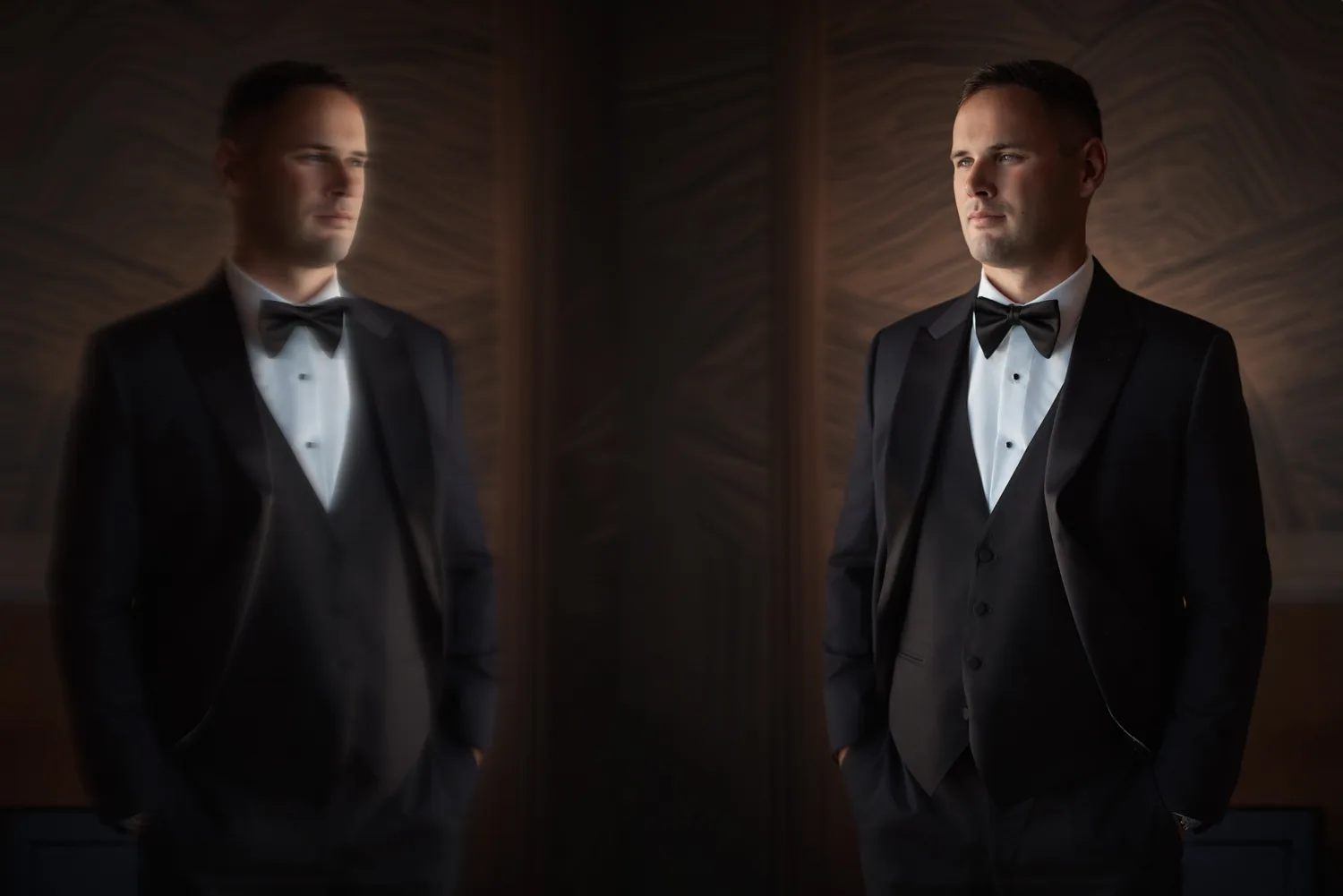 Dramatic groom portrait at The Allegria Hotel in Long Beach &mdash; George Pompilio Photography