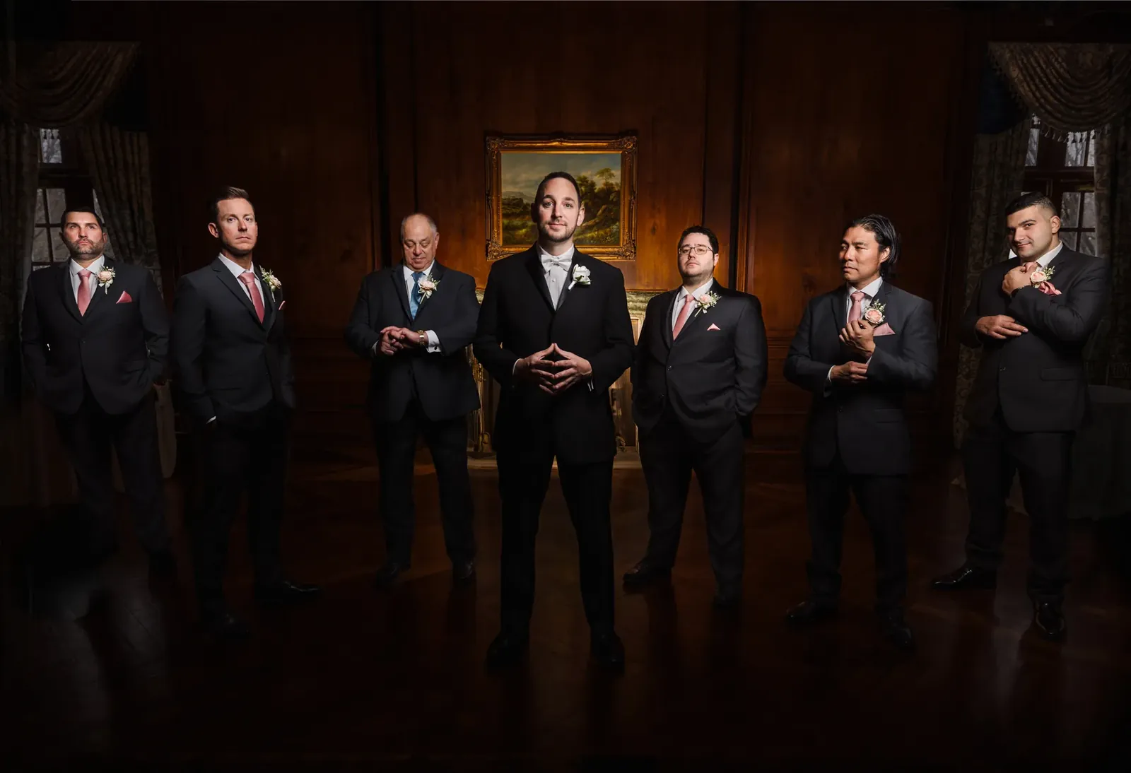 Dramatic off-camera flash wedding portrait — George Pompilio Photography