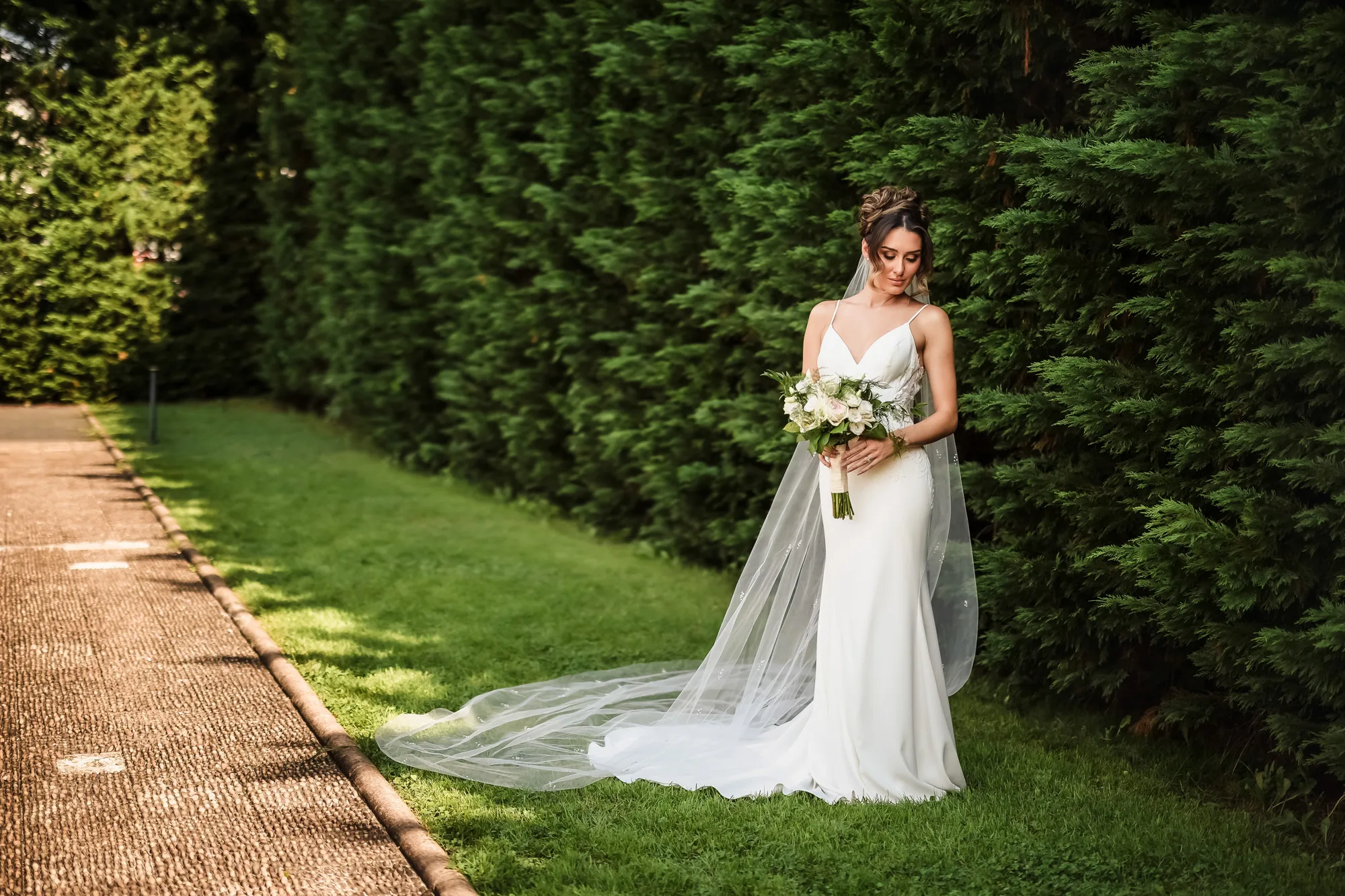 Wedding portrait at Snug Harbor Tuscan Garden, Staten Island — George Pompilio Photography