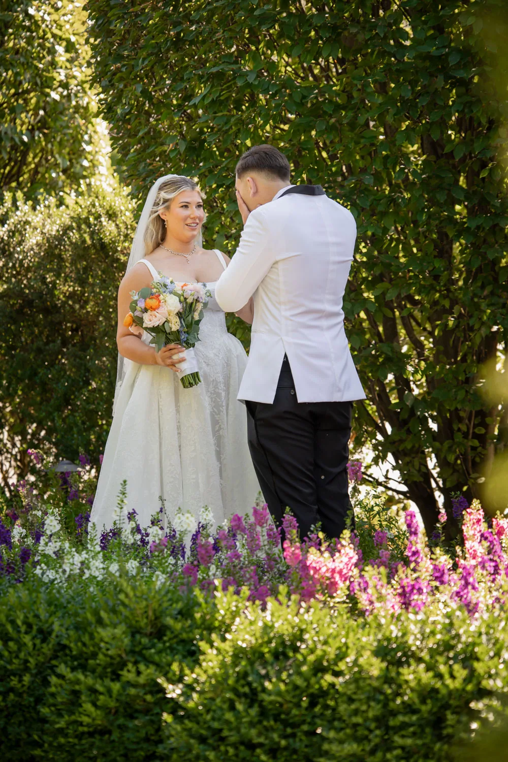 Chelsea and Ryan&rsquo;s wedding: First look among the flowers at Larkfield, East Northport &mdash; George Pompilio Photography