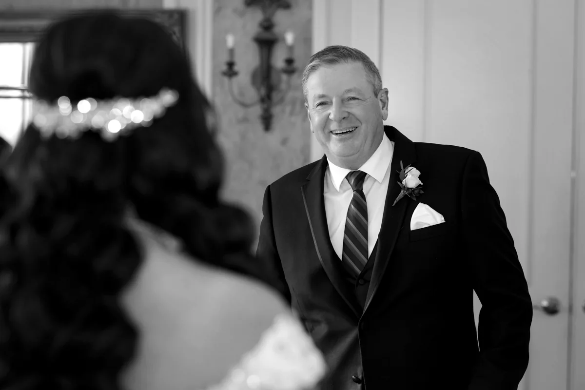 Black and white wedding reception moment — George Pompilio Photography